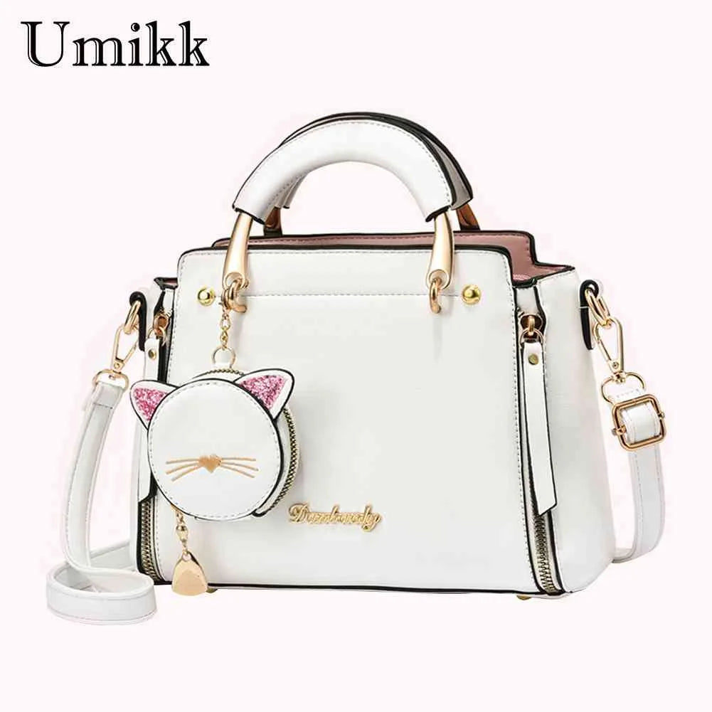 Women Messenger Bags PU Leather Shoulder Handbags with Purse Cat