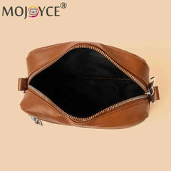 Women Messenger Handbag Leather Shoulder Tote Bag Zipper Square with Small Purse