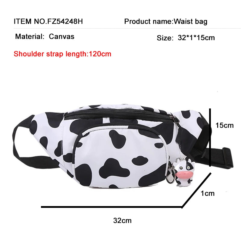 Cow Print Waist Bag Fanny Pack Pouch Sport Belt Hip Chest Crossbody Purse
