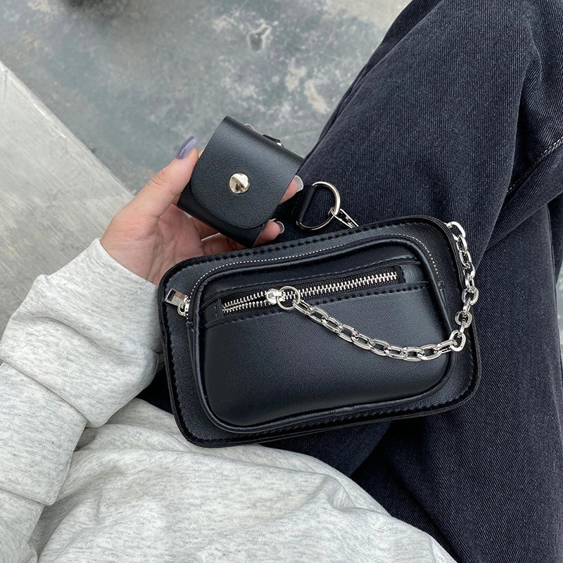 Women Crossbody Bag PU Leather Shoulder Messenger Bag Chain Handbag Travel Purse