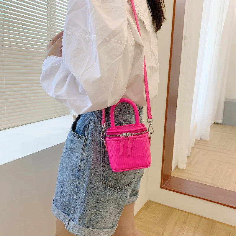 Women Mini Leather Crossbody Tote With Short Handle Shoulder Bag