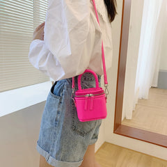 Women Mini Leather Crossbody Tote With Short Handle Shoulder Bag