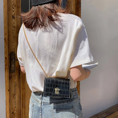 Women Mini Chain Shoulder Bags Lady PU Leather Casual Messenger Crossbody Bag