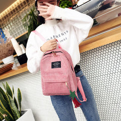 Women Corduroy Mini Backpack Soft Canvas Shoulder Bag