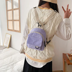 Mini Corduroy Backpack Preppy Style Girl Autumn Winter Small School Bag