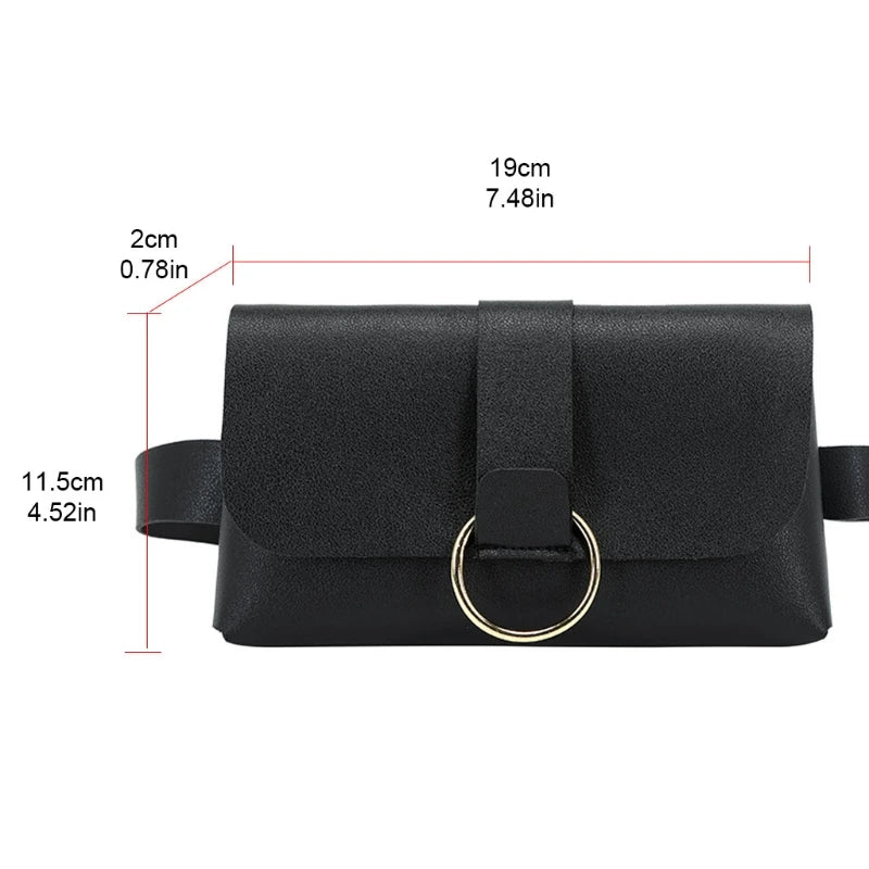 Women Envelope Waist Bag PU Leather Clutch Cell Phone Purse Belt Fanny Pack