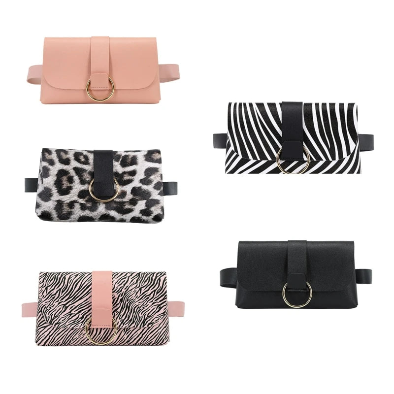 Women Envelope Waist Bag PU Leather Clutch Cell Phone Purse Belt Fanny Pack
