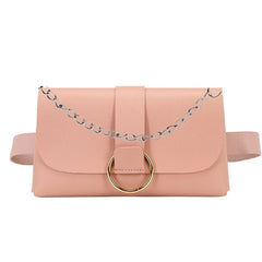 Women Envelope Waist Bag PU Leather Clutch Cell Phone Purse Chest Bag