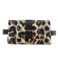 Women Envelope Waist Bag PU Leather Clutch Cell Phone Purse Chest Bag