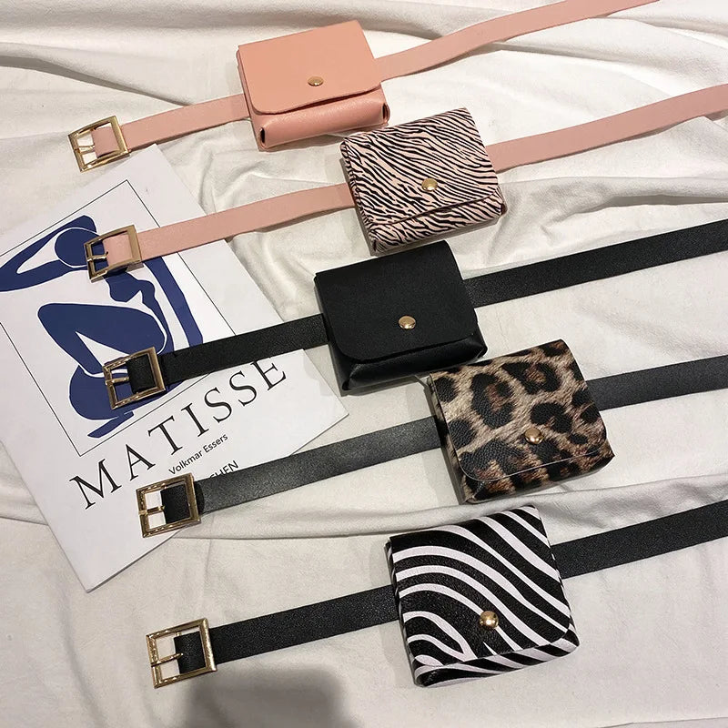 Women Mini PU Leather Fanny Pack Waist Bag Girls Cell Phone Pocket Travel Purse