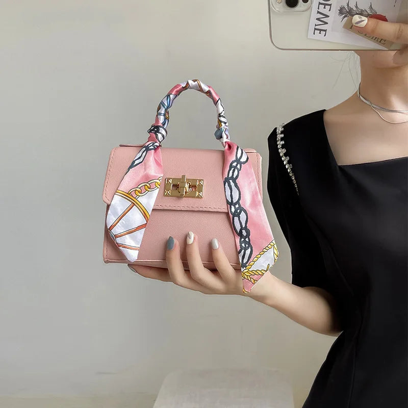 Women Mini Small Square Pack Shoulder Bag Silk Scarf Messenger Crossbody Bag