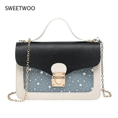 Women Mini Square Pack Shoulder Bag Star Sequin Messenger Crossbody