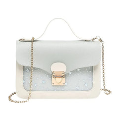Small Square Pack Shoulder Bag Star Sequin Messenger Crossbody Clutch Pink
