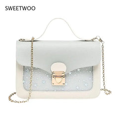 Women Mini Square Pack Shoulder Bag Star Sequin Messenger Crossbody