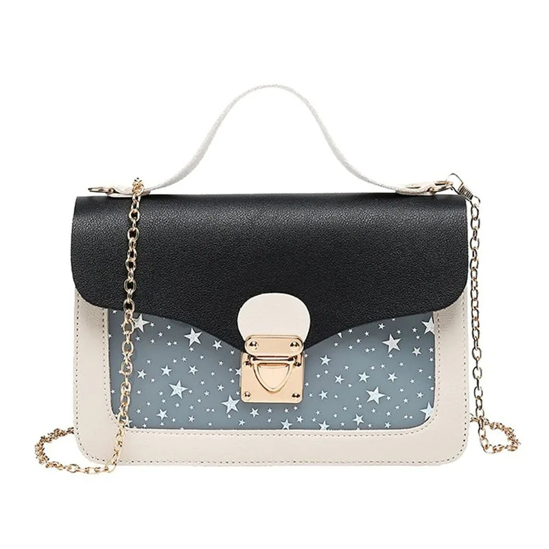 Small Square Pack Shoulder Bag Star Sequin Messenger Crossbody Clutch Pink