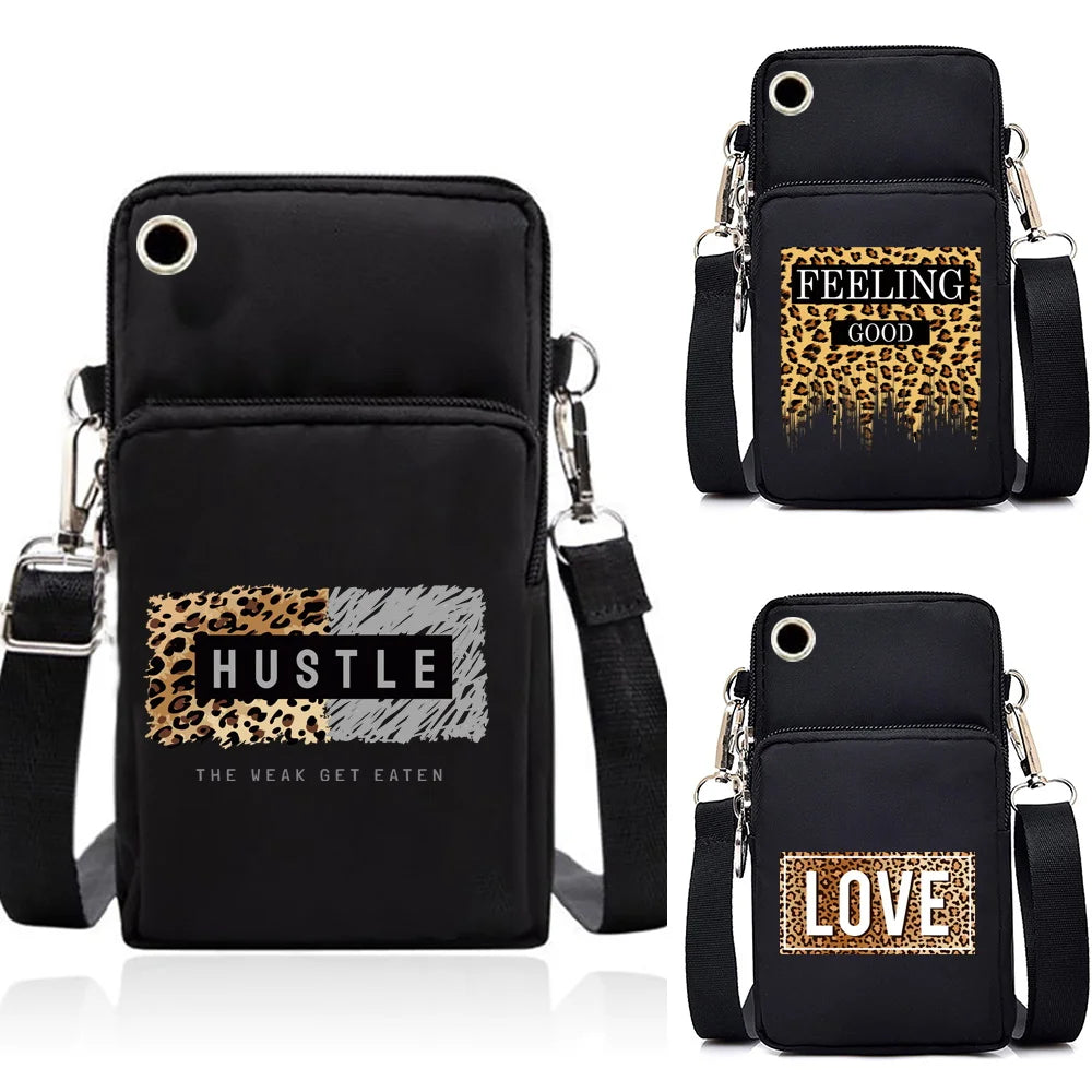 Women Galaxy S22 Waterproof Messenger Bag Purse Leopard Wrist Pack
