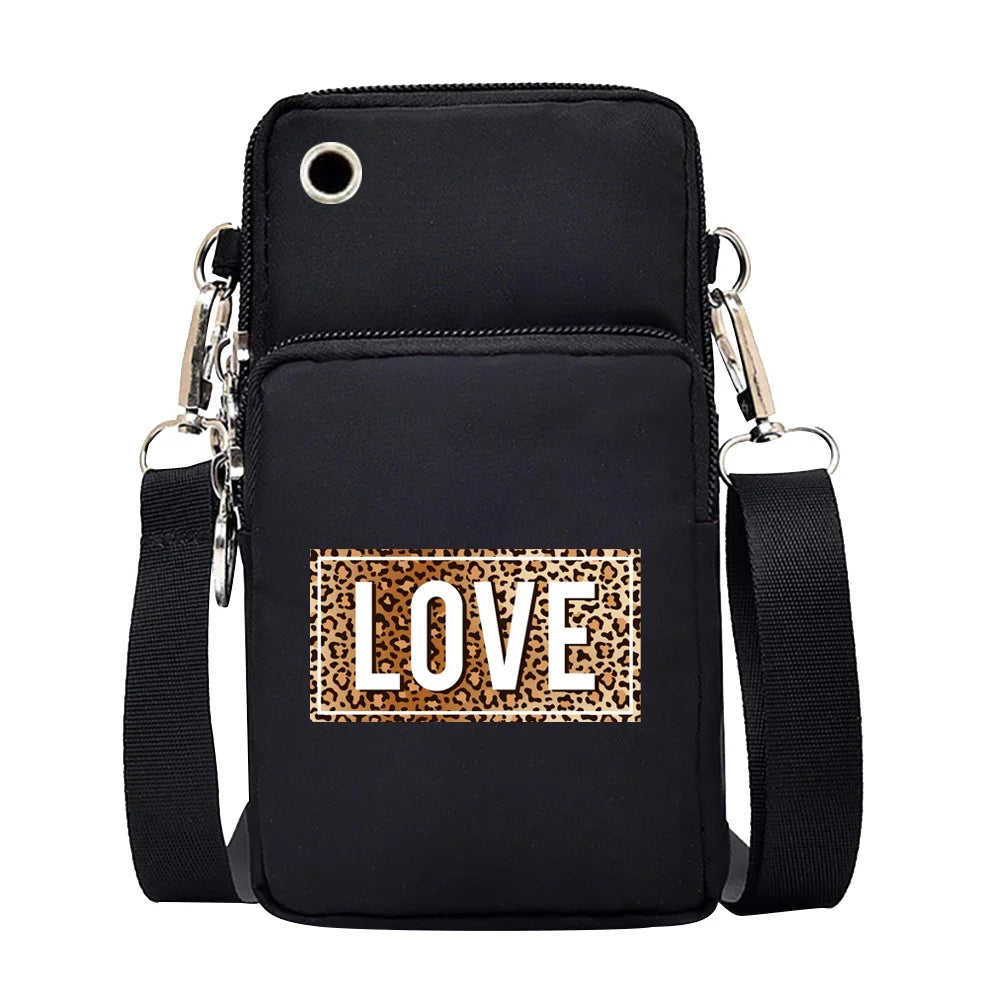 Women Galaxy S22 Waterproof Messenger Bag Purse Leopard Wrist Pack