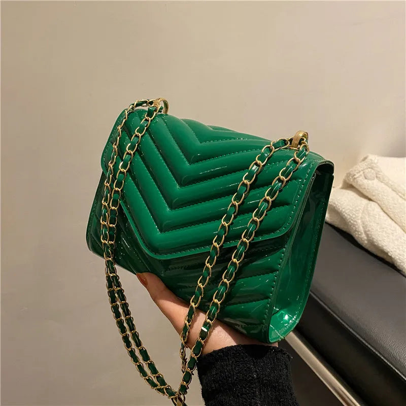 Women Fashion Solid Color Mini Chain Clutch Bag
