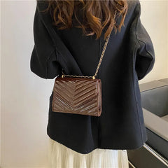 Women Fashion Solid Color Mini Chain Clutch Bag