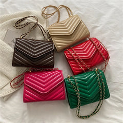 Women Fashion Solid Color Mini Chain Clutch Bag