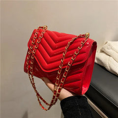 Women Fashion Solid Color Mini Chain Clutch Bag