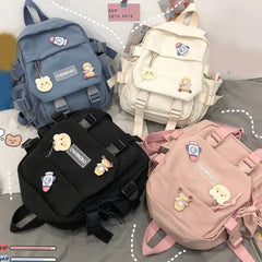 Convertible Women Nylon Backpack Travel Small School Shoulder Bag