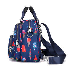 Nylon Backpack Waterproof Female Shoulder Bag Cartoon Printing Rucksack