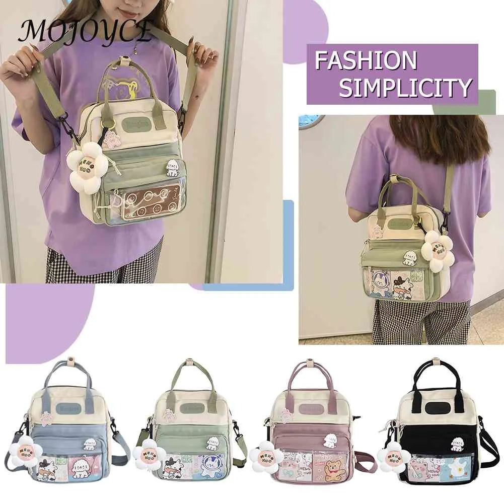 Nylon School Bag with Multi-Layer Zipper for Women Student