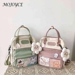 Nylon School Bag with Multi-Layer Zipper for Women Student