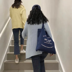 Paris French Letters Print Canvas Bag Eco Handbag Tote Summer Shoulder Bag