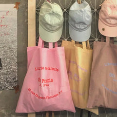 Paris French Letters Print Canvas Bag Eco Handbag Tote Summer Shoulder Bag