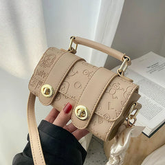 Embossed Silk Scarf Shoulder Bucket Bag Diagonal Bag
