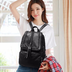 Women PU Leather Backpack School Bag Waterproof Travel...