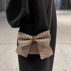 Women PU Leather Bow Shoulder Bag Zipper Crossbody Casual Clutch Bags