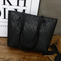 Women PU Leather Embossing Casual Tote Beach Bag Portable Shoulder Shopping Bag