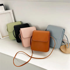 Women PU Leather Mobile Phone Bag Square Shoulder Bag Large Capacity