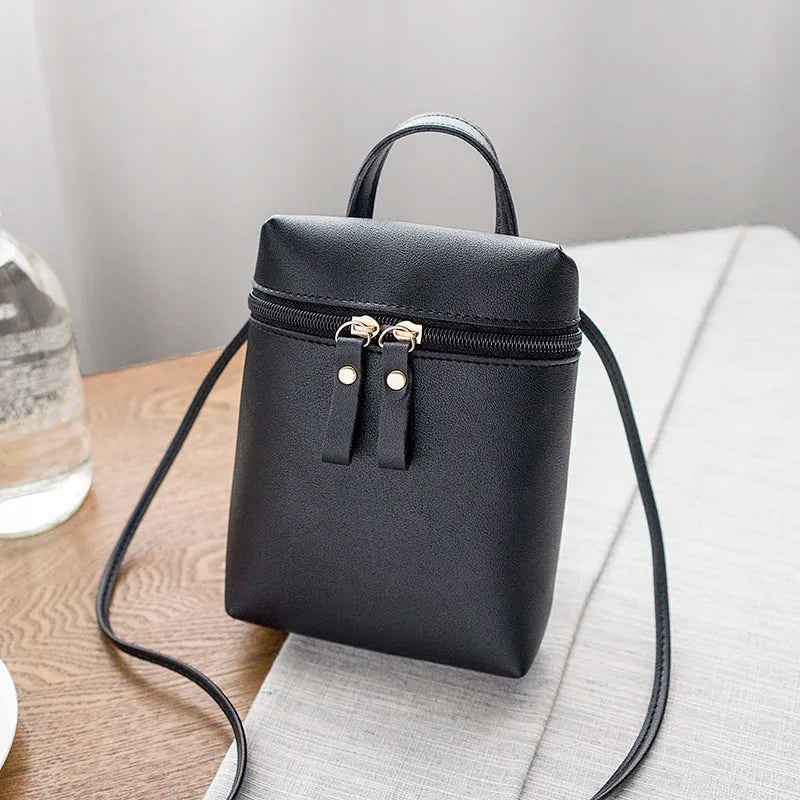 Women PU Leather Shoulder Crossbody Bag Solid Rectangle Bucket HandBag