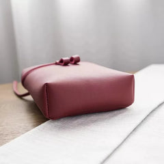 Women PU Leather Shoulder Crossbody Bag Solid Rectangle Bucket HandBag