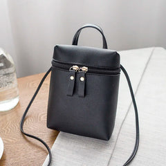 Women PU Leather Shoulder Crossbody Bag Solid Rectangle Bucket HandBag
