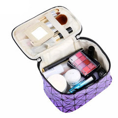 Women PU Sequin Makeup Bag Square Travel Storage Toiletries Cosmetic Tote