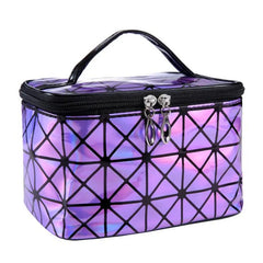 Women PU Sequin Makeup Bag Square Travel Storage Toiletries Cosmetic Tote
