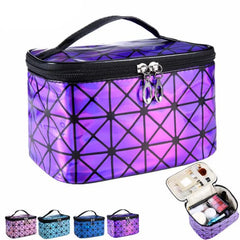 Women PU Sequin Makeup Bag Square Travel Storage Toiletries Cosmetic Tote