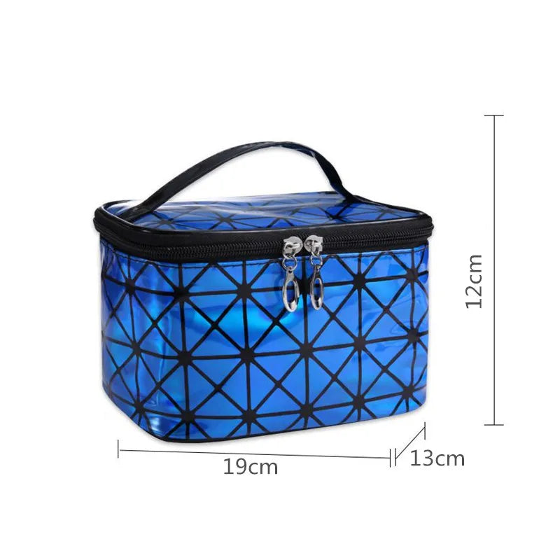 Women PU Sequin Makeup Bag Square Travel Storage Toiletries Cosmetic Tote