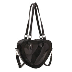 Women PVC Shoulder Bag Love Heart Shaped Handbag Totes Purse