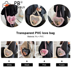 Women PVC Shoulder Bags Transparent Purse Handle Crossbody Handbag
