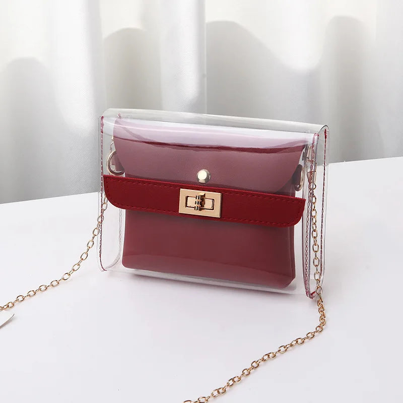 Women PVC clear bag satchel bag Transparent Shoulder Crossbody Bags