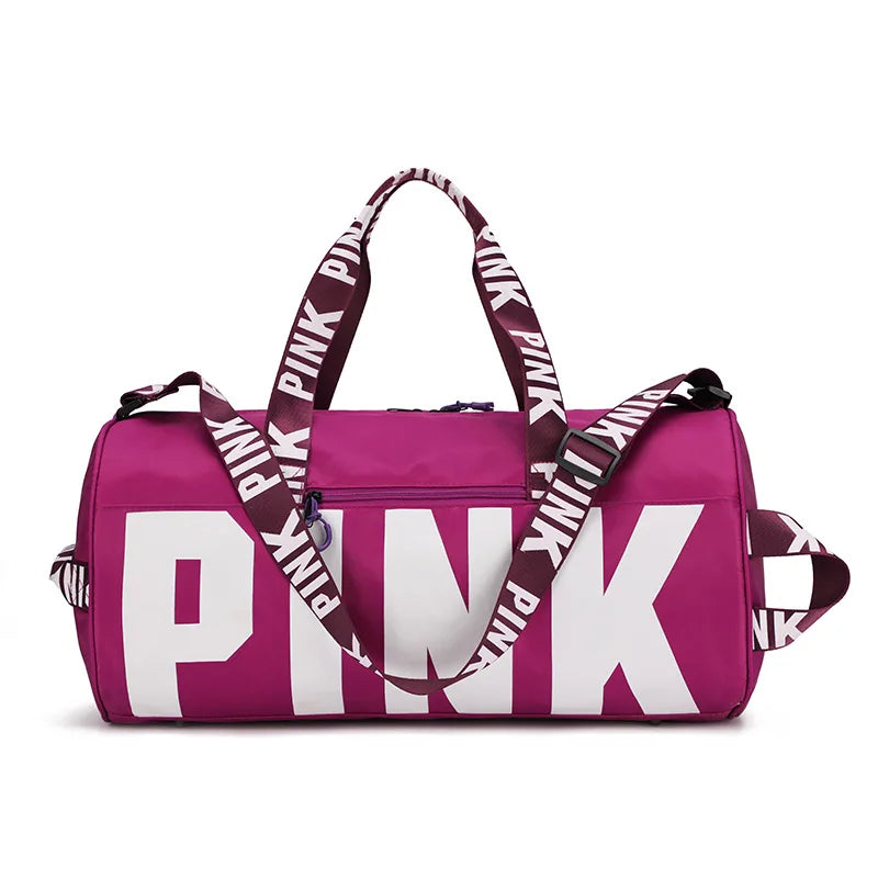 Pink Fitness Training Duffle Bag Large Capacity Waterproof Storage