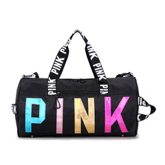 Pink Waterproof Gym Holdall Bag Laser Sequins Portable Travel Bag