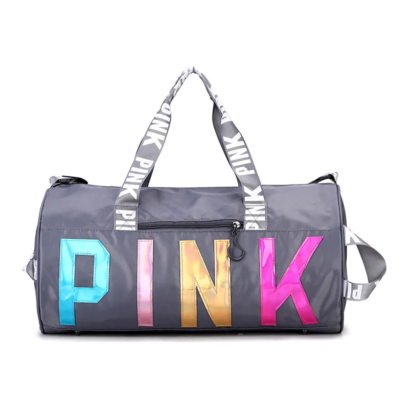 Pink Waterproof Gym Holdall Bag Laser Sequins Portable Travel Bag