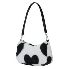 Women Plush Love Handbags Autumn/Winter Shoulder Bags Geometric Pattern Bags